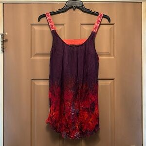 Free People boho embroidered strap flowy tunic top size Small